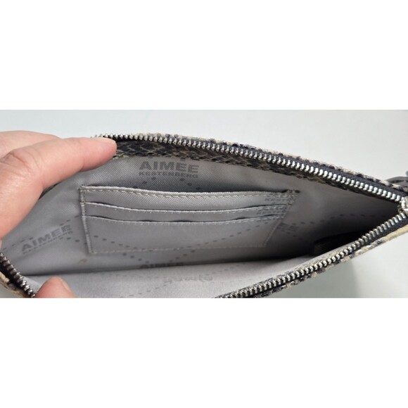 Aimee Kestenberg Snakeskin Embossed Leather Wristlet makeup Sz bag 5" x 7" NWOT - Picture 5 of 6